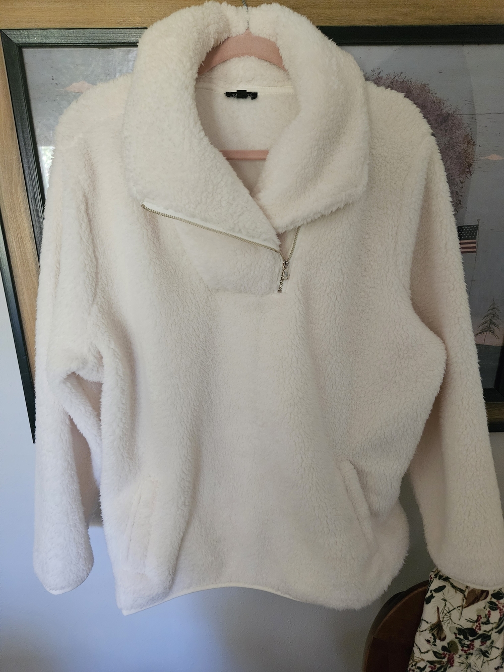 Talbots Cream/whitr Teddy Sherpa Pullover Jacket 2x